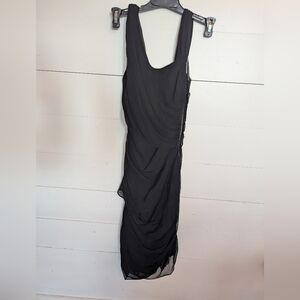MM Couture, Elegant Black Sleeveless Dress, Form Fitting Size Small.